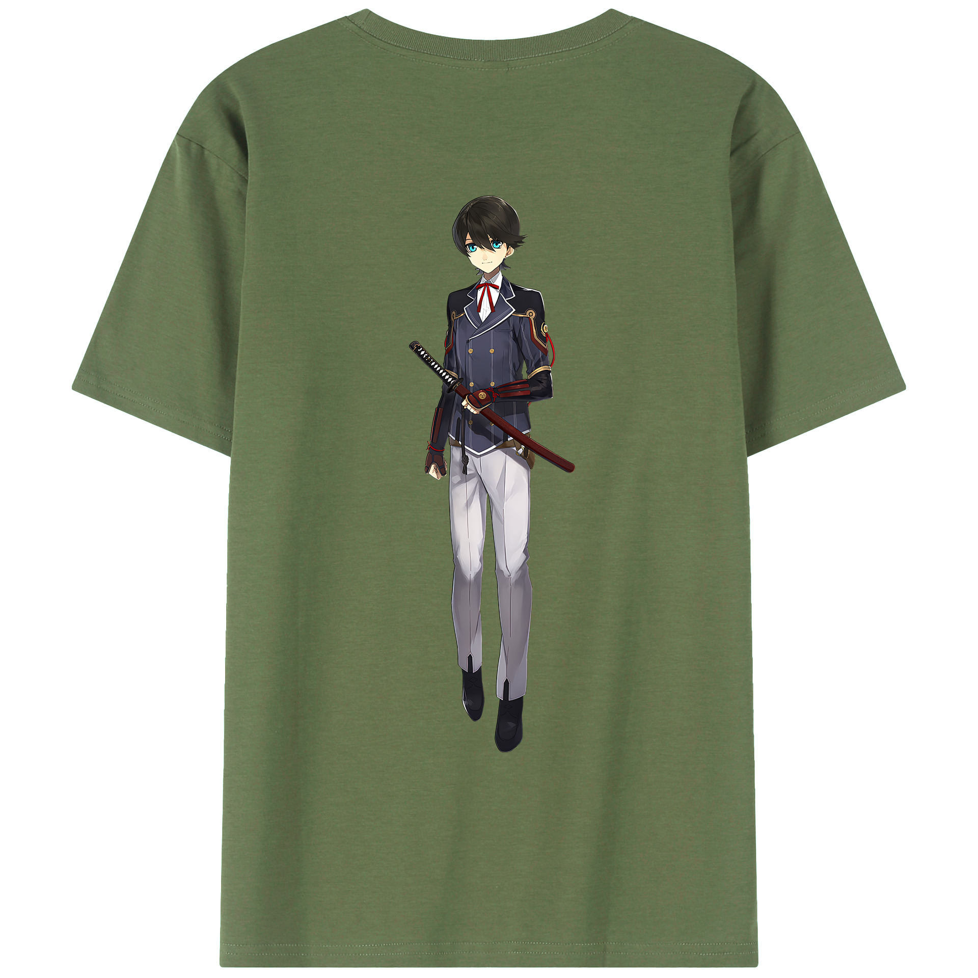 （画像用） 刀剣乱舞 Touken Ranbu 綿100％ メンズ半袖Tシャツ（バックプリント） 通気性